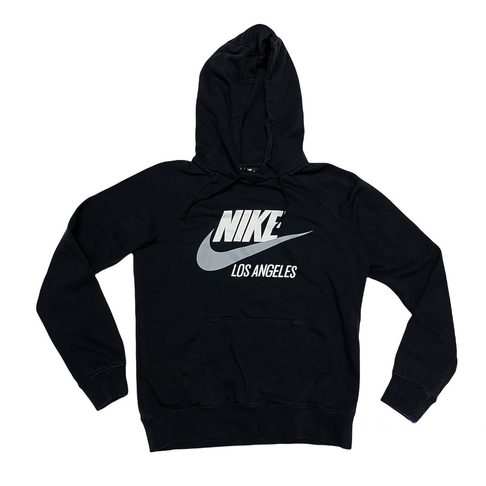 Blokecore Minimalist Center Swoosh Nike LA Los Angeles Hoodie Fleece Black XS